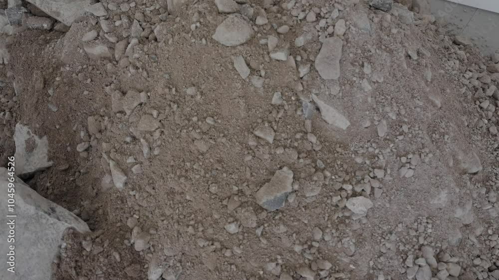 This close up video shows a panning of demolished, construction site rubble and debris. This close up video shows a panning of demolished, construction site rubble and debris.
