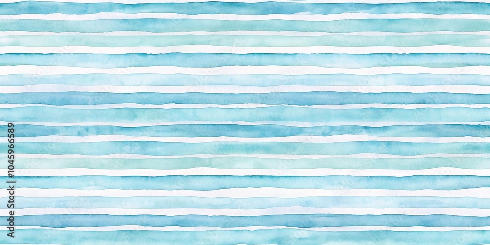 Fototapeta premium Watercolor stripes in light blue seamless pattern with forced perspective