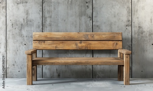 wooden bench with a concrete background