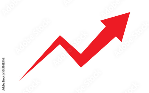 Red grow arrow icon. Success icon. Profit logo.