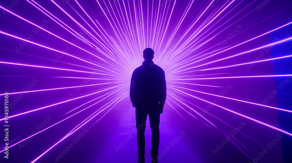Silhouette in Purple Laser Light Show Abstract Futuristic Neon Art Silhouette in Purple Laser Light Show Abstract Futuristic Neon Art