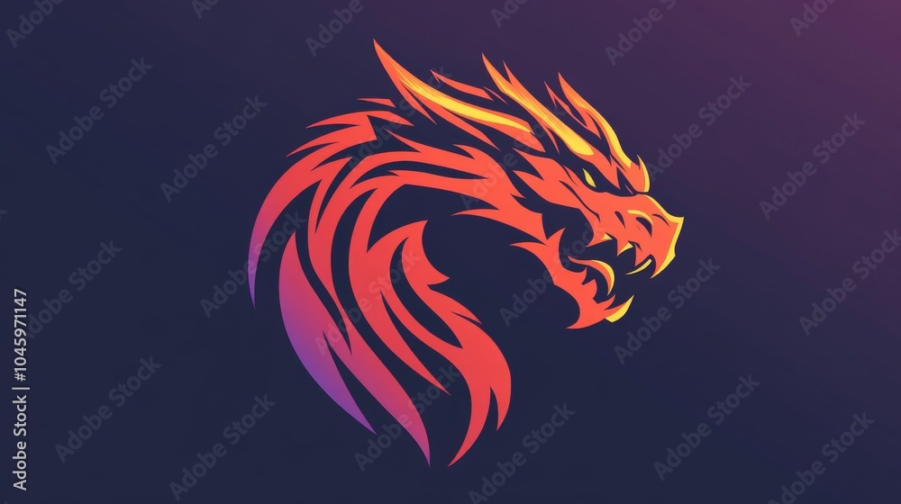 A fierce dragon head logo vector, designed as an icon or emblem. A fierce dragon head logo vector, designed as an icon or emblem.
