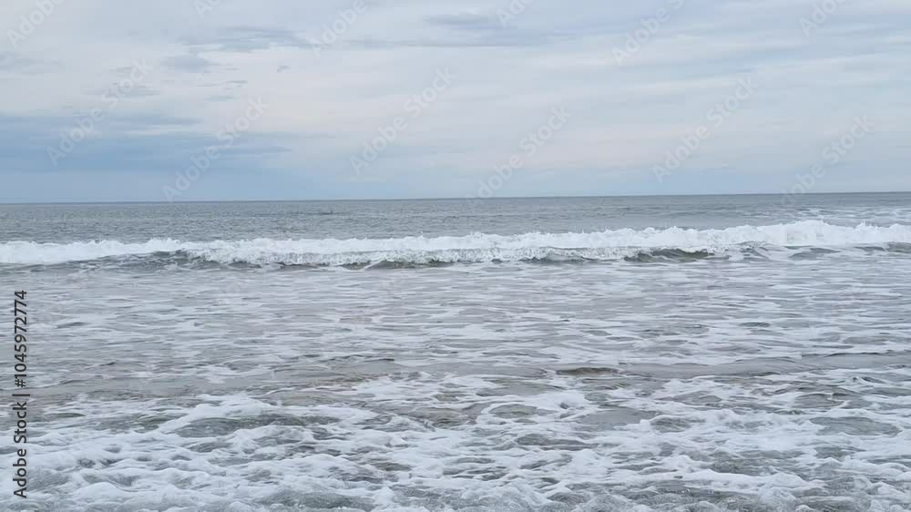 Rodiles Beach with its eucalyptus forest beside the Villaviciosa estuary in Asturias, Spain



