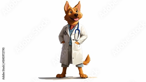 Anthropomorphic animal doctors in medical uniforms, providing healthcare services, perfect for stock images related to veterinary, medical professionals, or healthcare illustrations