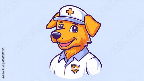 Anthropomorphic animal, in scrubs and medical attire, suitable for stock illustrations related to hospitals, clinics, and doctor services