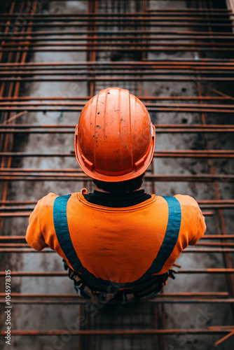 Construction worker overseeing site