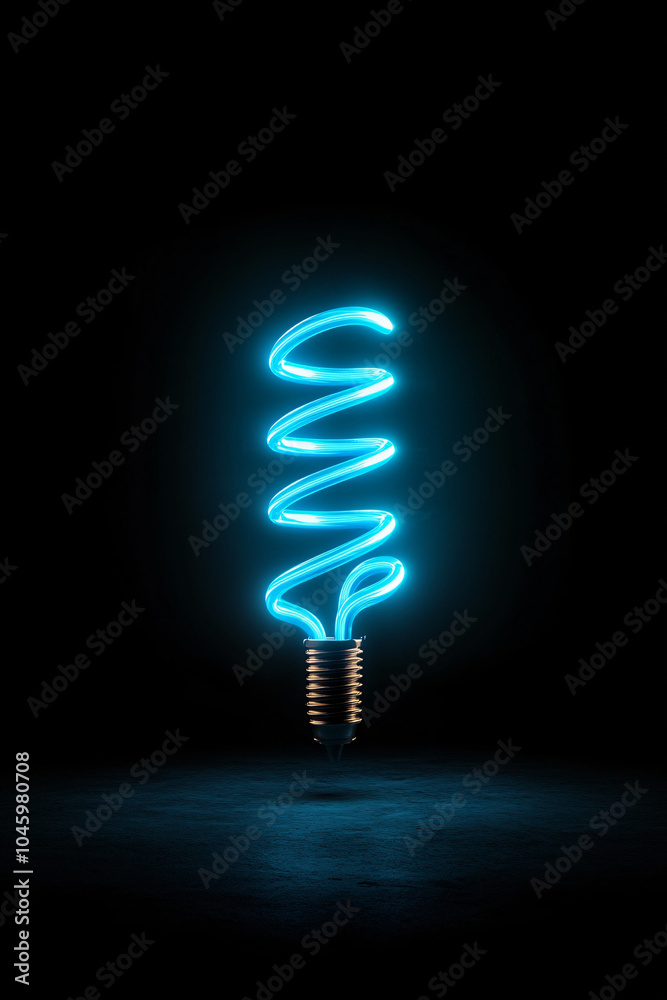 Obraz premium glowing blue neon light bulb