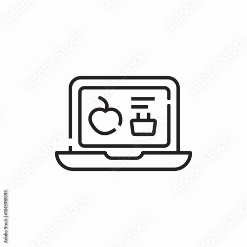 laptop online food delivery icon sign vector