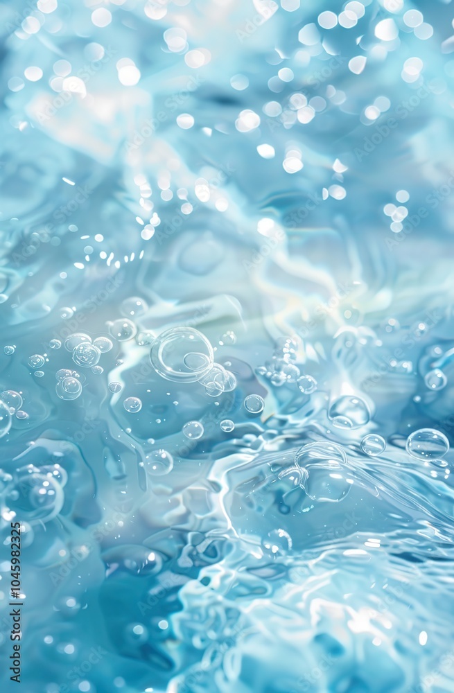 close-up of water surface with air bubbles in blue water background close-up of water surface with air bubbles in blue water background