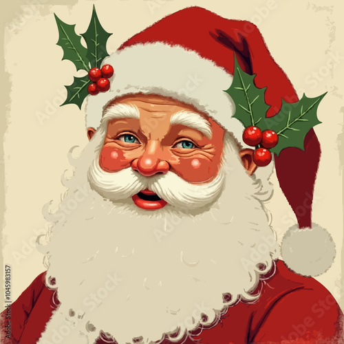 Weihnachtsmann mit Mistelzweig
