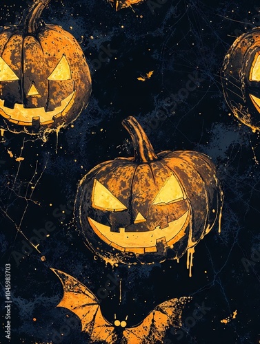 halloween seamless  background with pumpkin