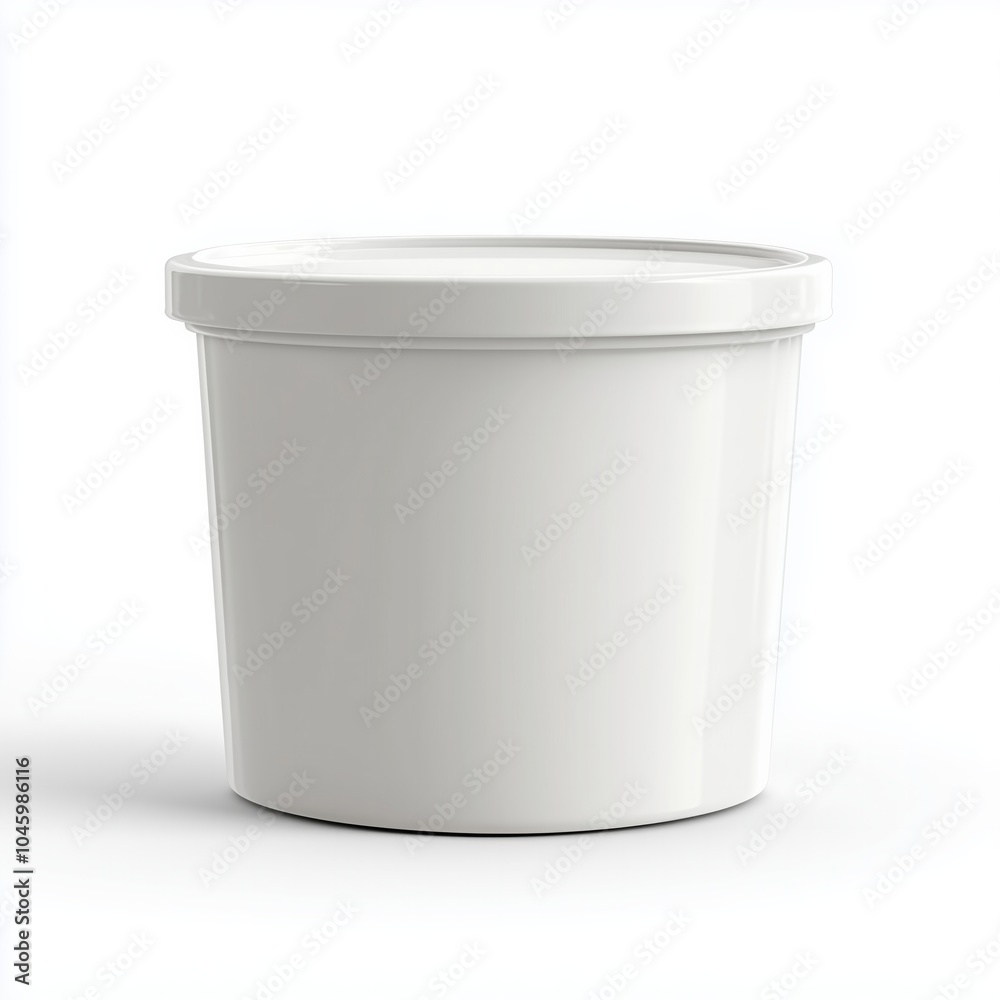 Blank white plastic container with lid for versatile storage solutions Blank white plastic container with lid for versatile storage solutions