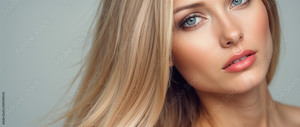 Close-up portrait of a young woman with striking eyes and flowing blonde hair, expressing beauty and elegance. The natural lighting highlights her serene and confident expression.
Close-up portrait of a young woman with striking eyes and flowing blonde hair, expressing beauty and elegance. The natural lighting highlights her serene and confident expression.