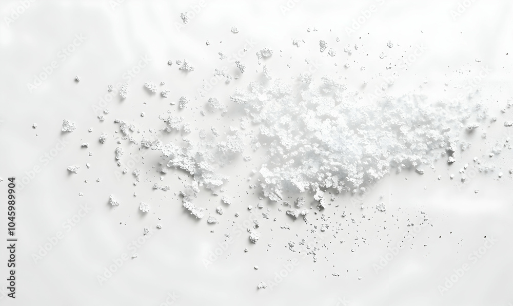 A white powder scattered on a white background. A white powder scattered on a white background.