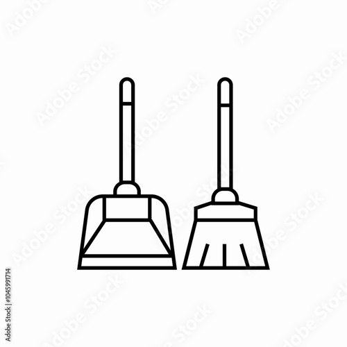 broom and scoop icon sign vector