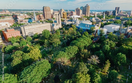 Grove St Cemetery in amongst Yale University, New Haven, Connecticut, United States.