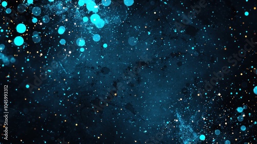 Dark Gradient with Glowing Lights on Grainy Background - Abstract Poster or Banner Backdrop in White, Teal Blue, and Black