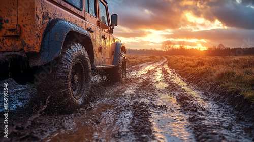 Car in the mud close-up