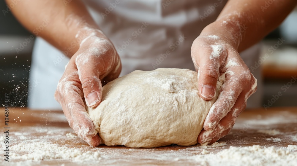 Crafted with care, dough is artfully shaped on a flour-dusted surface, bringing to life the cherished ritual of creating homemade bread in a comforting kitchen. Crafted with care, dough is artfully shaped on a flour-dusted surface, bringing to life the cherished ritual of creating homemade bread in a comforting kitchen.