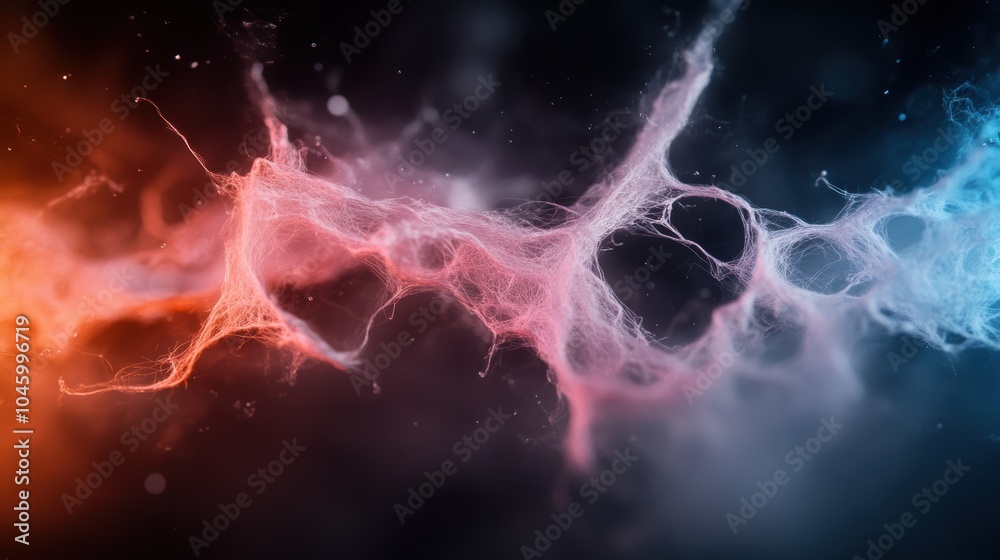 A vivid interplay of red and blue lines forms an energetic net of colors, symbolizing connection and interaction within an abstract artistic style image. A vivid interplay of red and blue lines forms an energetic net of colors, symbolizing connection and interaction within an abstract artistic style image.