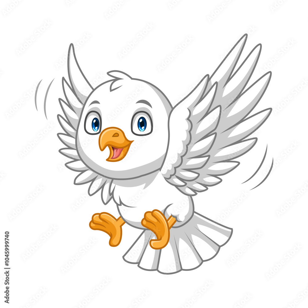 White bird cartoon isolated white background White bird cartoon isolated white background