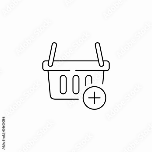 add shopping basket plus icon sign vector