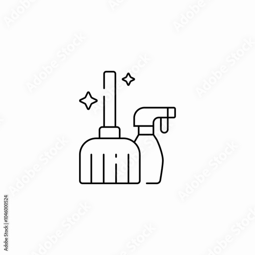 broom cleaner spray icon sign vector