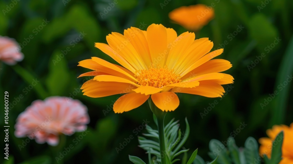 Vibrant Orange Marigolds in Garden Flowerbed Vibrant Orange Marigolds in Garden Flowerbed