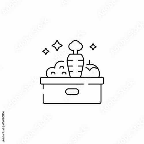 fresh vegetables basket icon sign vector