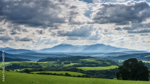 landscape with mountains and clouds