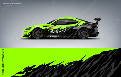 Car wrap livery design with paint splash theme with green color combination
