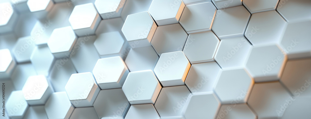 White panoramic hexagonal background forming abstract pattern White panoramic hexagonal background forming abstract pattern