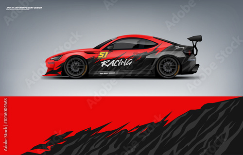Car wrap livery design with paint splash theme with red color combination
