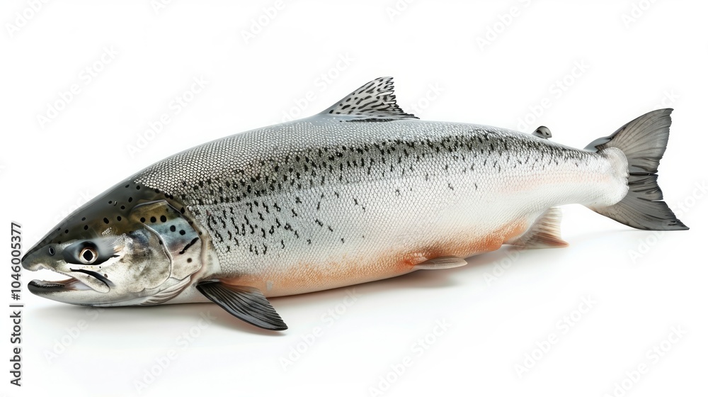 Obraz premium A large fish laying on a white surface with no background