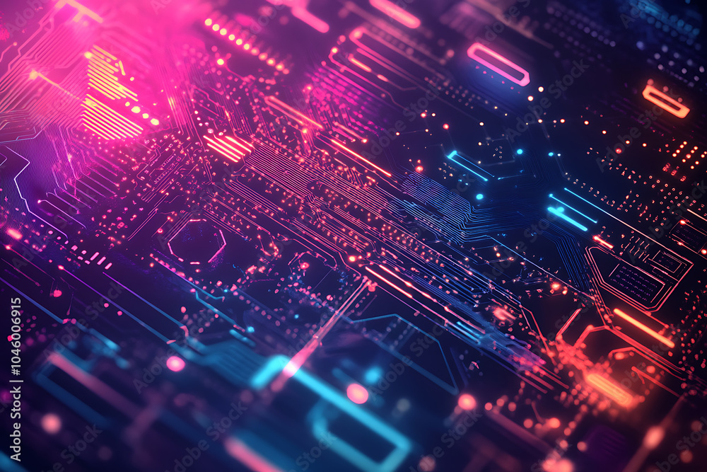 A futuristic circuit board design in festive New Year colors, featuring intricate digital technology elements, glowing lights, and advanced geometric patterns for a modern tech aesthetic.
A futuristic circuit board design in festive New Year colors, featuring intricate digital technology elements, glowing lights, and advanced geometric patterns for a modern tech aesthetic.