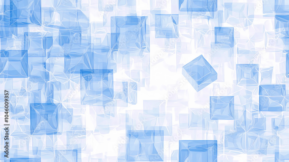 A Dynamic Composition of Translucent Blue Cubes Creating a Futuristic Technology Background A Dynamic Composition of Translucent Blue Cubes Creating a Futuristic Technology Background