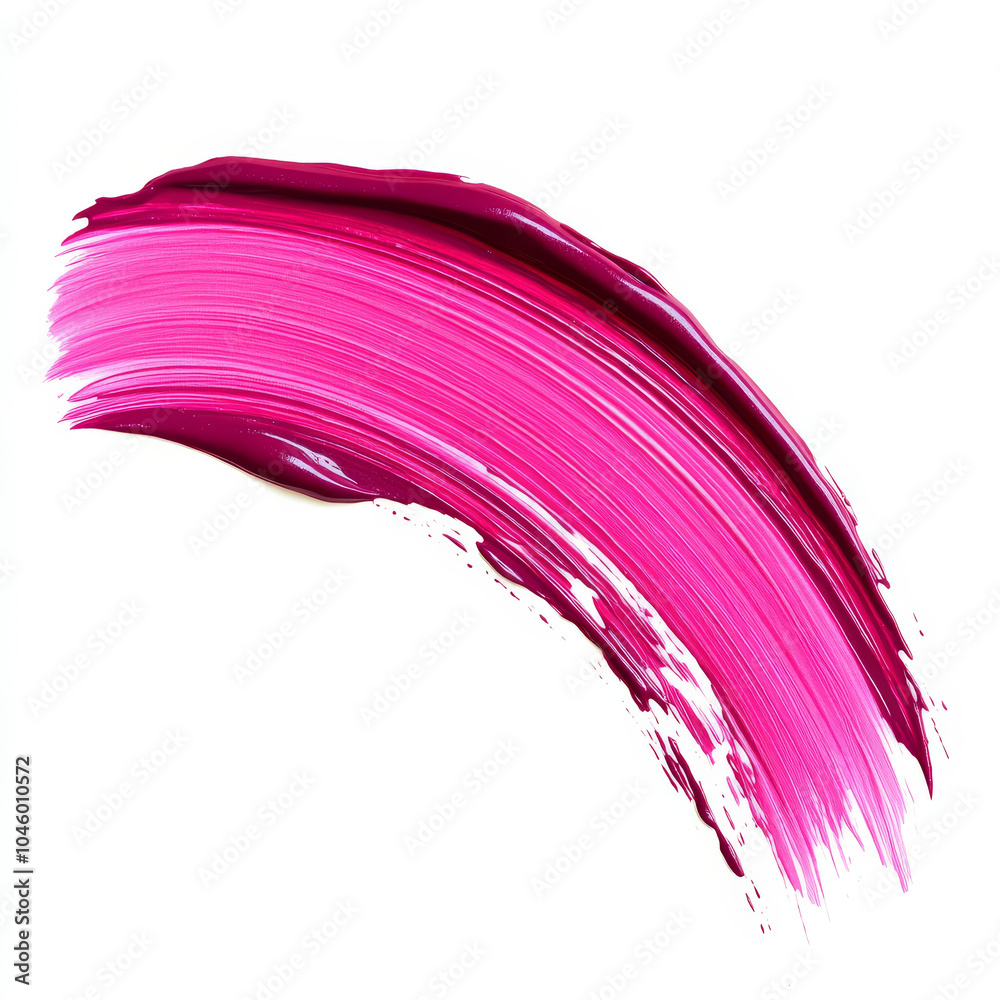 A bright berry paint brush stroke, mimicking a vibrant lip stain, isolated on a white background, highlighting the juicy color and smooth application A bright berry paint brush stroke, mimicking a vibrant lip stain, isolated on a white background, highlighting the juicy color and smooth application