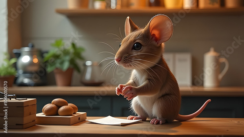 mouse working as barista in a cute coffee shop, generative ai