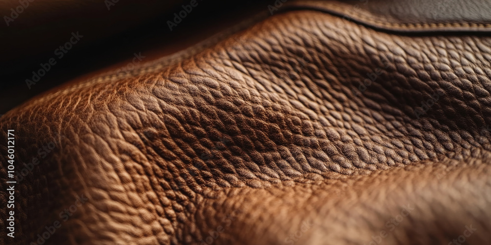 Macro shot of brown leather, showing the intricate grain and texture with visible pores and subtle aging marks, revealing the timeless character of genuine leather Macro shot of brown leather, showing the intricate grain and texture with visible pores and subtle aging marks, revealing the timeless character of genuine leather