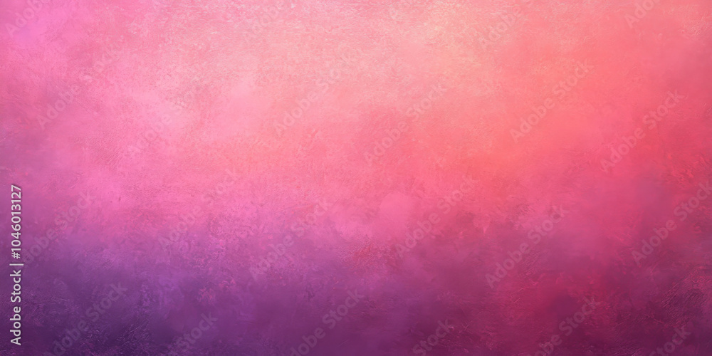 Fototapeta premium Abstract background with a smooth coral pink texture, fading into a deep, soft mauve. The surface should be lightly grainy with a faint, cloudy effect to enhance its soft, dreamy quality