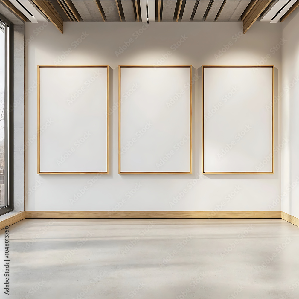 empty wood poster frames on the big wall neutral tones empty roomv 60 empty wood poster frames on the big wall neutral tones empty roomv 60