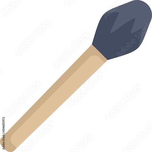 Small makeup brush with wooden handle for applying eyeshadow, isolated on a white background