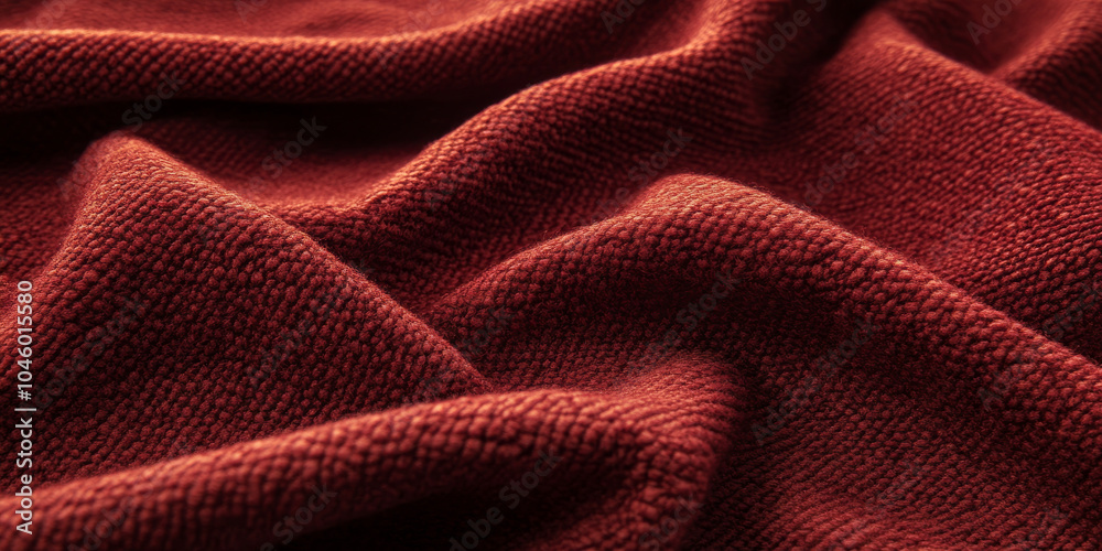 Luxurious deep red fabric with a soft, textured pile, elegantly folded to showcase its rich hue and inviting warmth, ideal for a stylish background or textile design Luxurious deep red fabric with a soft, textured pile, elegantly folded to showcase its rich hue and inviting warmth, ideal for a stylish background or textile design