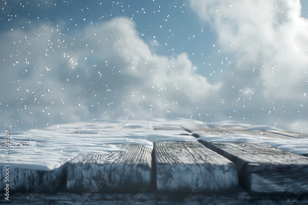 Old wooden table covered in snow. High quality photo Old wooden table covered in snow. High quality photo