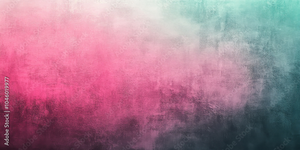 Obraz premium Soft pink to teal grainy gradient abstract background, noise texture adding depth, perfect for a banner or header design with a smooth color transition
