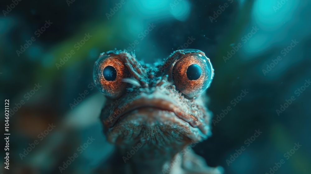 A close-up shot captures a whimsical aquatic creature with large, expressive eyes, set against a blurred background, creating a captivating sense of whimsy and curiosity. A close-up shot captures a whimsical aquatic creature with large, expressive eyes, set against a blurred background, creating a captivating sense of whimsy and curiosity.