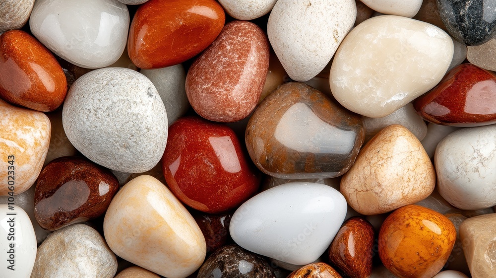 An assortment of carefully polished stones with rich, earthy colors, providing a rustic charm and natural beauty to any artistic composition. An assortment of carefully polished stones with rich, earthy colors, providing a rustic charm and natural beauty to any artistic composition.