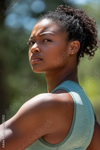 Confident woman outdoors in athletic wear