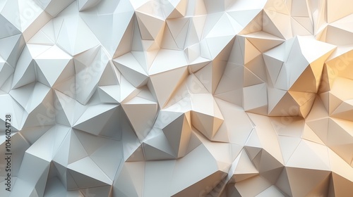 An abstract composition of geometrical shapes in white tones, creating a modern and dynamic visual texture, perfect for backgrounds and design.