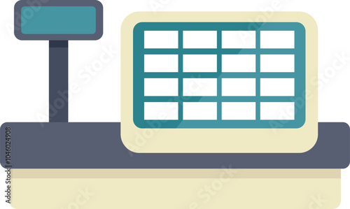 Electronic cash register is making a transaction with blank screen